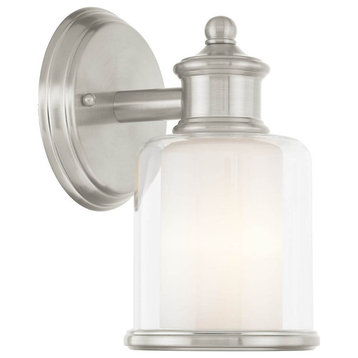 Livex Middlebush 1 Light 9" Tall Wall Sconce, Brushed Nickel