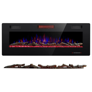 5 Pieces Log, The Slot of The 50IN Recessed and Wall-Mounted Fireplace