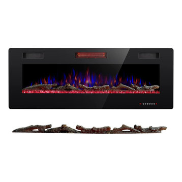 5 Pieces Log, The Slot of The 50IN Recessed and Wall-Mounted Fireplace