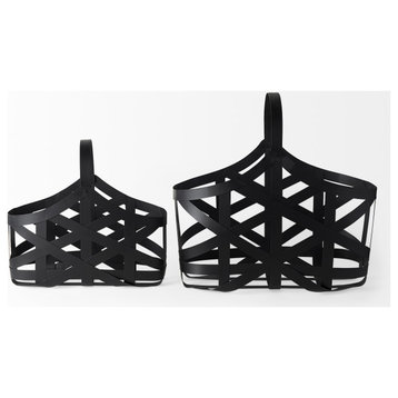 Tyrell Matte Black Metal Decorative Baskets (Set of 2)