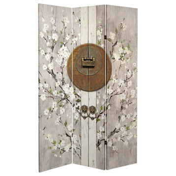 6' Tall Double Sided Asian Lock Canvas Room Divider