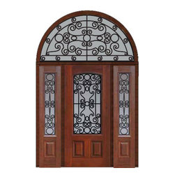 Prehung Side lights-Transom Door 80 Fiberglass Genoa Arch Lite - Front Doors