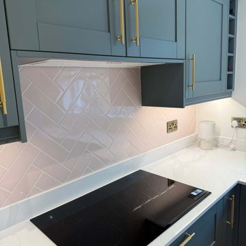 Green & Light Pink Shaker Kitchen in Thrapston