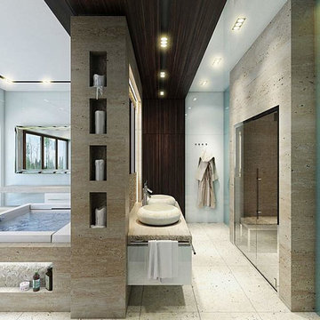 Natural stone vessel sink ideas