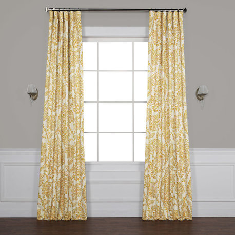 Tea Time Blackout Curtain Pair, Yellow Gold, 50x108