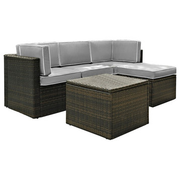 Palm Harbor 5-Piece Outdoor Wicker Seating Set With Gray Cushions
