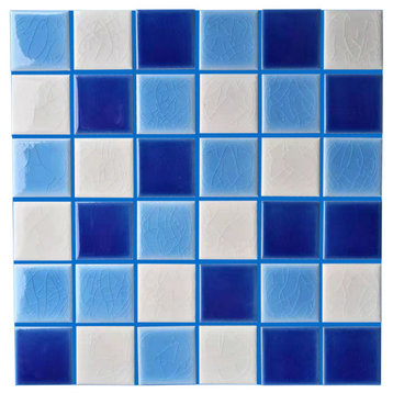 Monet 2 in x 2 in Porcelain Square Mosaic in Blue White Blend