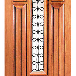 Mahogany Center Arch Lite Entry Single Door with Ironwork - Front Doors