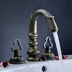 Luxury Widespread Bathroom Sink Tap - Antique Brass Finish T0472 - Bathroom Sink Faucets