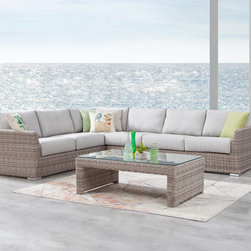 SAVANNAH Outdoor Wicker L Shape Lounge - Outdoor Lounge Sets