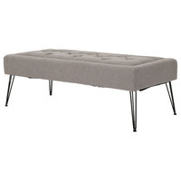 Zoe Tufted Fabric Ottoman Bench, Dark Gray