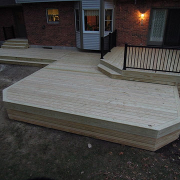 Treated Lumber patio deck with Aluminum railing and wood skirting, Loveland OH