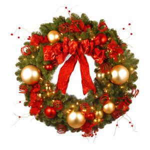 ALEKO CHDW17RD Decorative Holiday Christmas Wreath Green and Red