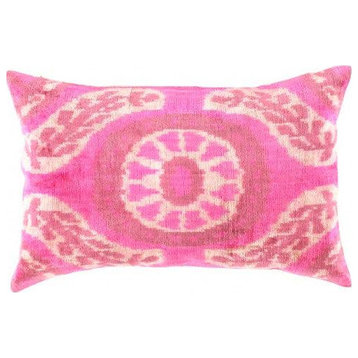 Canvello Turkish Pink Velvet IKAT Pillow 16"x24"