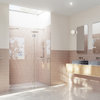 78"x57.5" Frameless Towel Bar Shower Door Glass Hinge, Brushed Nickel