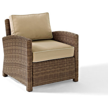 Bradenton Outdoor Wicker Arm Chair With Sand Cushions