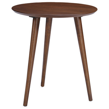 GDF Studio Evangeline Finished Wood End Table With Faux Wood Overlay, Natural Walnut