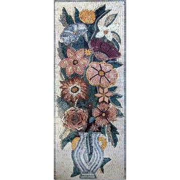 Mosaic Art, Tulips and Carnations, 24"x63"