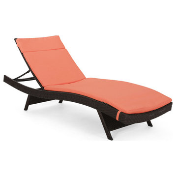 GDF Studio Savana Outdoor Wicker Lounge With Water Resistant Cushion, Multibrown