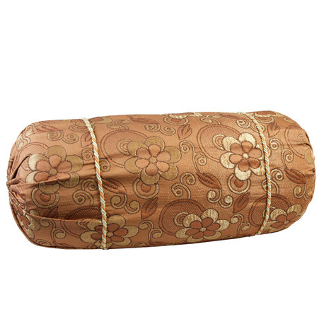 Natural Geo Peach Orange Gao Takiya Bolster Pillow, Set of 2