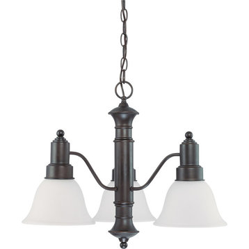 Nuvo Gotham 3-Light ES Mahogany Bronze and Frosted Glass Chandelier
