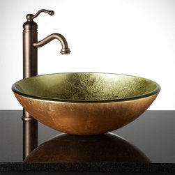 Metallic Gold Glass Vessel Sink - Bathroom Sinks
