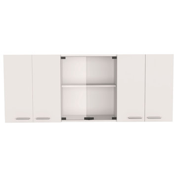 DEPOT E-SHOP Oceana 150 Wall Double Door Cabinet, Glass, Black