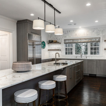 Beautiful Bleached Walnut Kitchen with a 16' Island