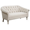 Upholstered Settee With Tufted Back, Natural