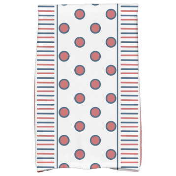 18x30" Center Stripe Stripe Print Hand Towels, Orange, Coral