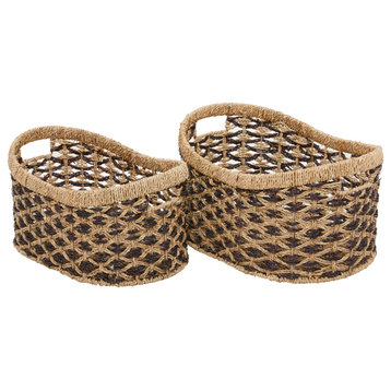Traditional Brown Seagrass Storage Basket Set 560432
