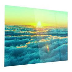 "Beautiful Sunset Over Blue Clouds" Metal Art, 1 Panel, 28"x12"