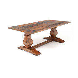 Reclaimed Wood Tuscan Trestle Base Dining Table - Dining Tables