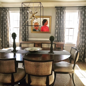 Gray and White Eclectic Dining Room