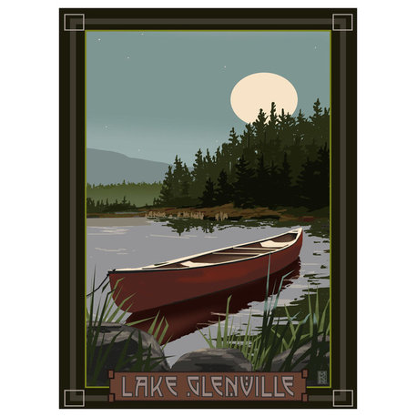 Mike Rangner Lake Glenville North Carolina Canoe in Art Print, 18"x24"