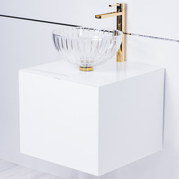 20 inch white lacquer bathroom vanity with crystal vessel sink combo - Bathroom Fixtures