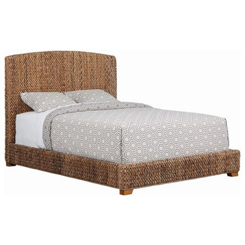 Coaster Laughton Banana Leaf Woven Queen Panel Bed  in Brown