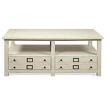 Riverside Furniture - Riverside Furniture Sullivan Coffee Table - Hand-chiseled groove lines add just the right touch to the Sullivan collection. Simple cottage style in our Country White finish with distressed edges.