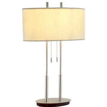 Duet Table Lamp, Satin Steel