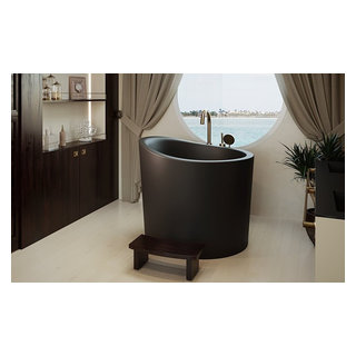 Aquatica True Ofuro Mini Black Freestanding Stone Japanese Soaking ...