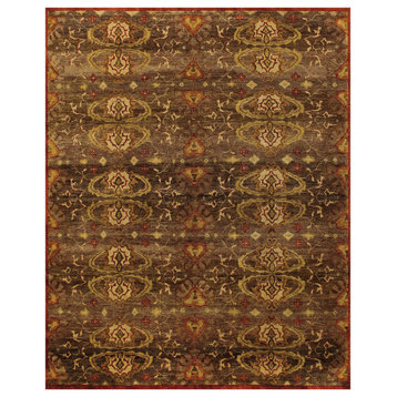 Weave & Wander Amzad Hand Knotted Wool Rug, Brown/Rust, 5'6"x8'6"