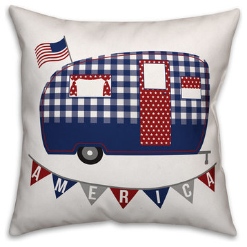 Patriotic Camper Indoor/Outdoor Pillow, 18"x18"