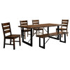 Furniture of America Elsbeth Wood 6-Piece Extendable Dining Set in Walnut