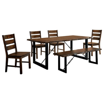 Furniture of America Elsbeth Wood 6-Piece Extendable Dining Set in Walnut