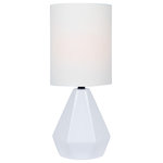 Lite Source - Mason Mini Table Lamp in White Ceramic with White Linen Shade E27 A 60W - Stylish and bold. Make an illuminating statement with this fixture. An ideal lighting fixture for your home.andnbsp