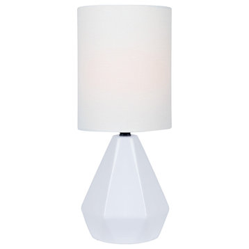 Mason Mini Table Lamp in White Ceramic with White Linen Shade E27 A 60W