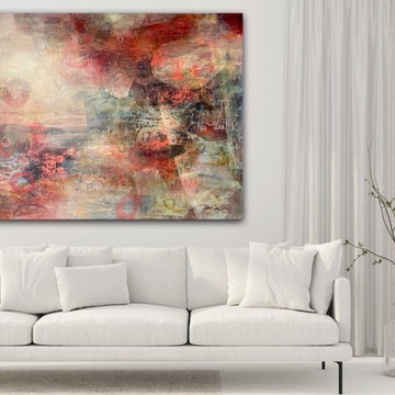 Abstract landscape with red and pink hues