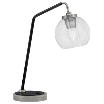 1-Light Desk Lamp, Graphite/Matte Black Finish, 5.75" Clear Bubble Glass