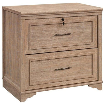Pemberly Row Contemporary Engineered Wood Lateral File in Brushed Oak
