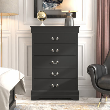Ireton 5-Drawer Chest of Drawers, 46.7 in. x 15.7 in. x 31.2 in., Black